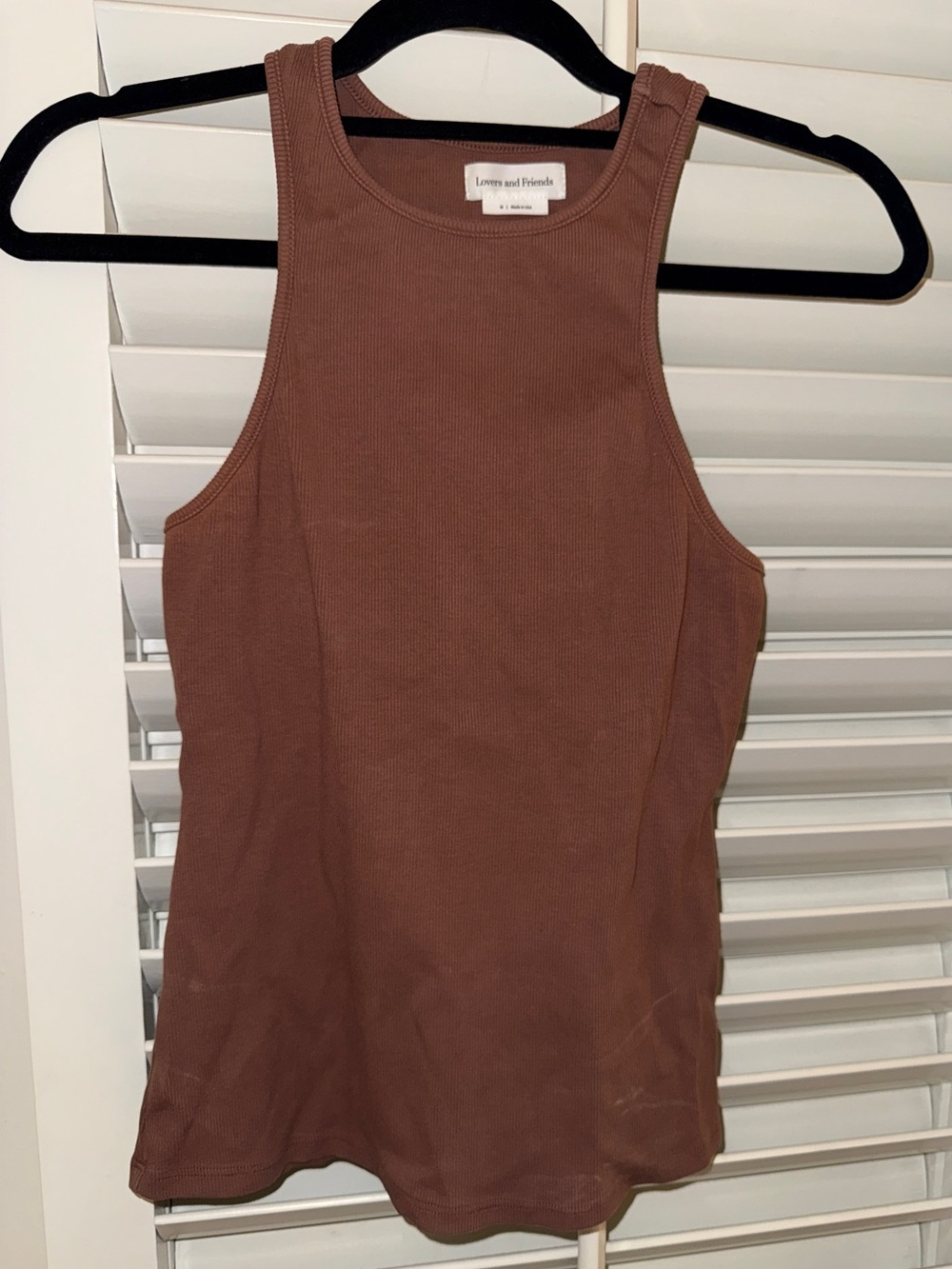 Lovers + Friends Ribbed Tank Top in Cocoa Brown